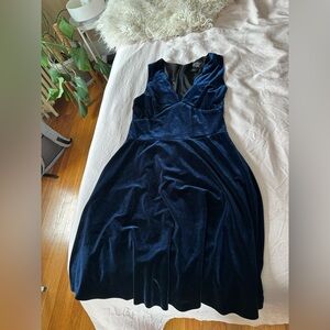 Velvet deep blue A-line dress